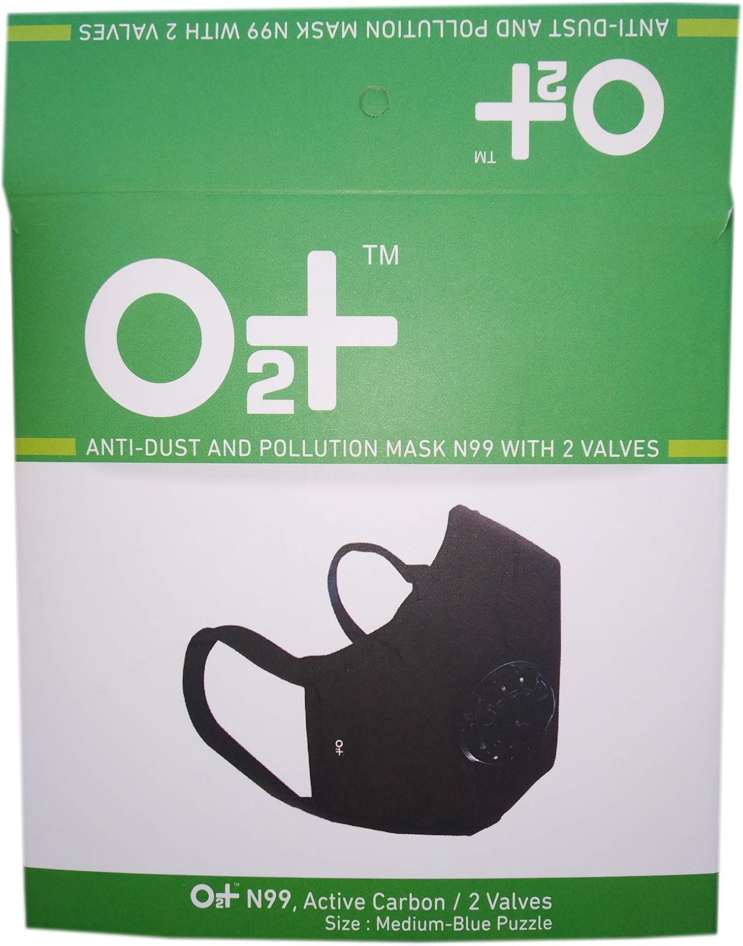 HRIM LABS O2+ Blue Puzzle Reusable Anti Pollution Mask with N99 Active Carbon Grade Filter (Large)
