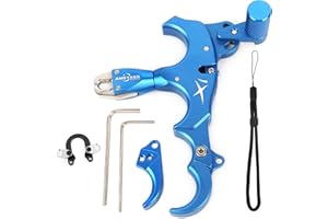 ZSHJGJR Archery Bow Release Aid 360° Rotating Head Thumb Release 3/4 Fingers Adjustable Left/Right Handed for Compound Bow Hunting Shooting Accessories