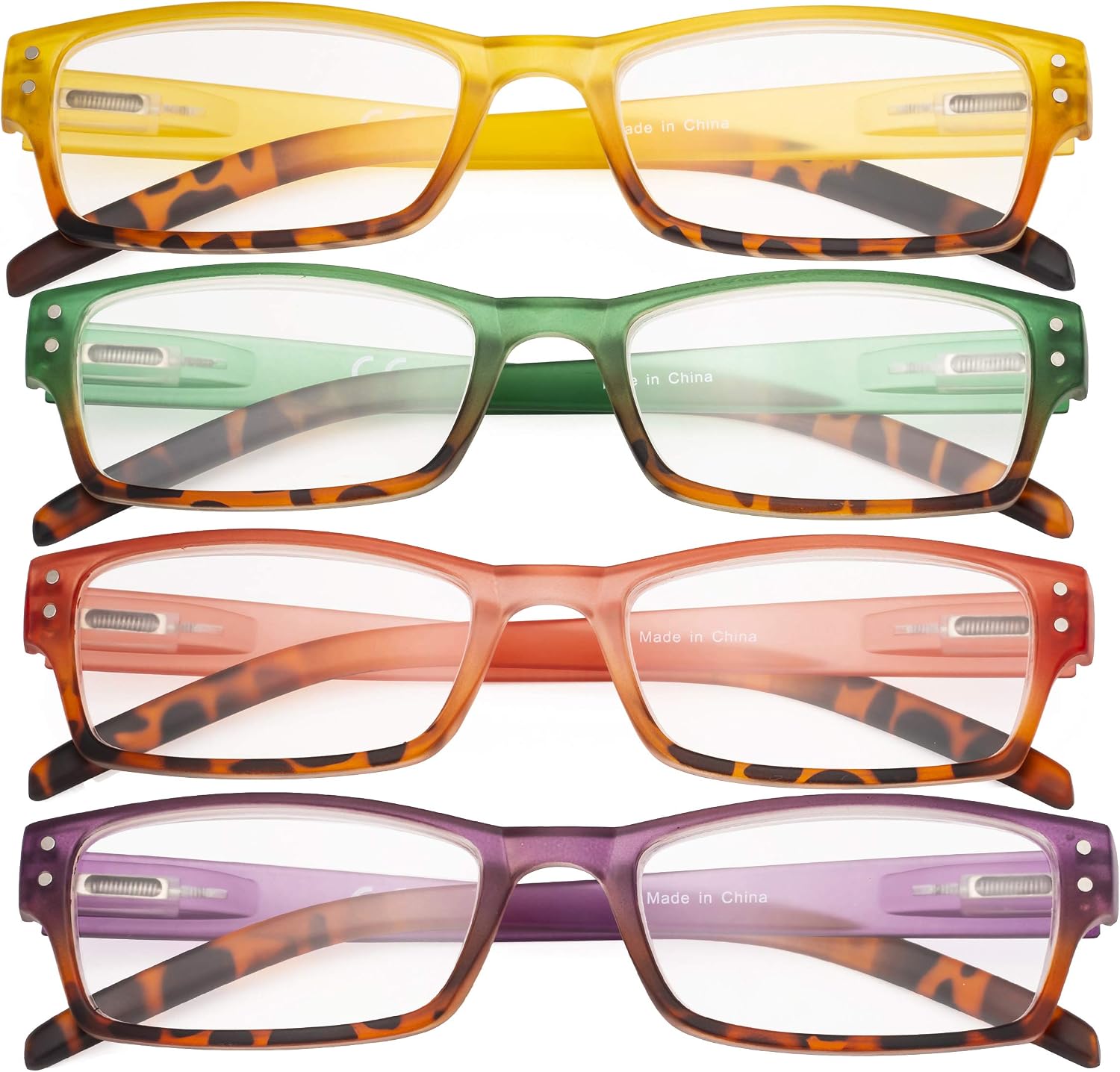 CessBlu Ladies Variety Colors Reading Glasses 4 Pack with Spring Hinge for Women Reading +1.0, 4pc-mix