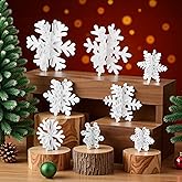Sereficy 16 Pcs Wooden Snowflake Christmas Table Decorations White Winter 3D Snowflake Decor Centerpiece for Christmas Winter Wonderland Decorations Home Party