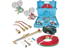Professional Oxygen Acetylene Torch Kit, Heavy-Duty Cutting Welding Torch Welder Set with Two Hoses, Precision Regulator Gaug