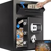 SAPITAL 2.8 CuFt Drop Safe for Business, Money Safe Box with Quick Place Drop Slot, Digital Keypad, Keys, Fireproof Bag, Anti-Fish Baffle, Cash Depository Safe for Business Retails Mail Church Home