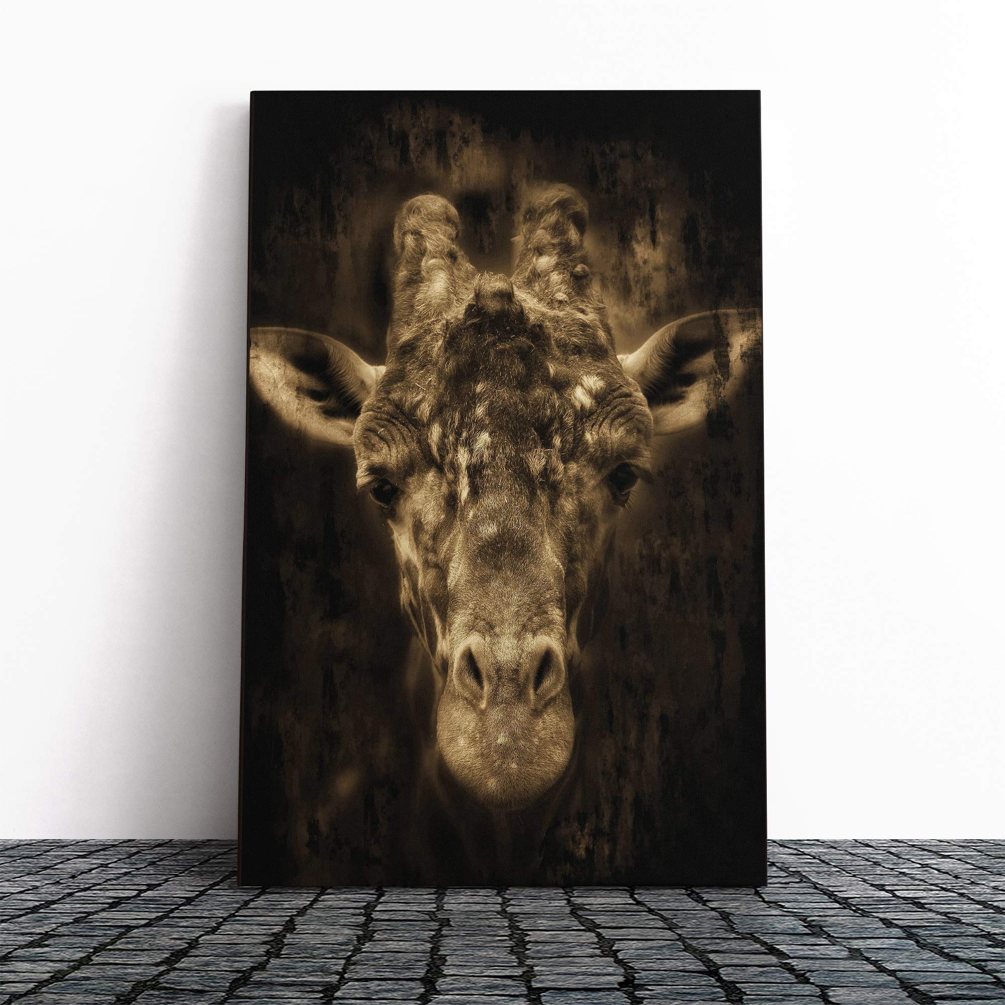 Giraffe (2) Canvas Print | Gallery Wrapped 30mm Frame Wall Art | 20x14 inches | Ready to Hang | Modern Animals Picture | Living Room Bedroom Lounge Office