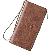 SENDEFN Wallet for Women RFID Blocking Leather Clutch Long Purse Large Capacity Credit Card Holder Wristlet
