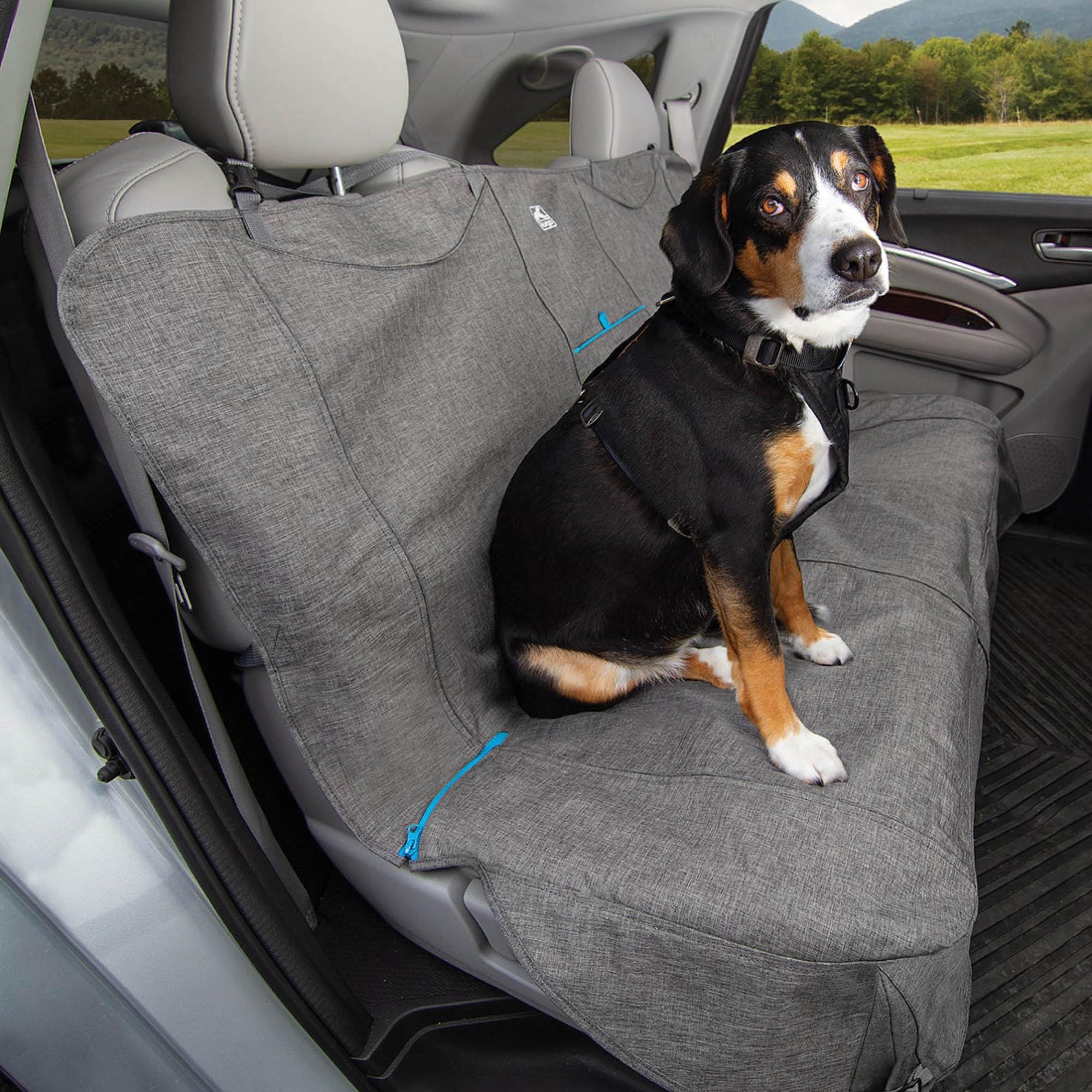 Kurgo No-Slip Grip Bench Seat Cover, Dog Car Seat Protector, Non-Slip Backing, Waterproof & Stain Resistant, Heather Charcoal Grey