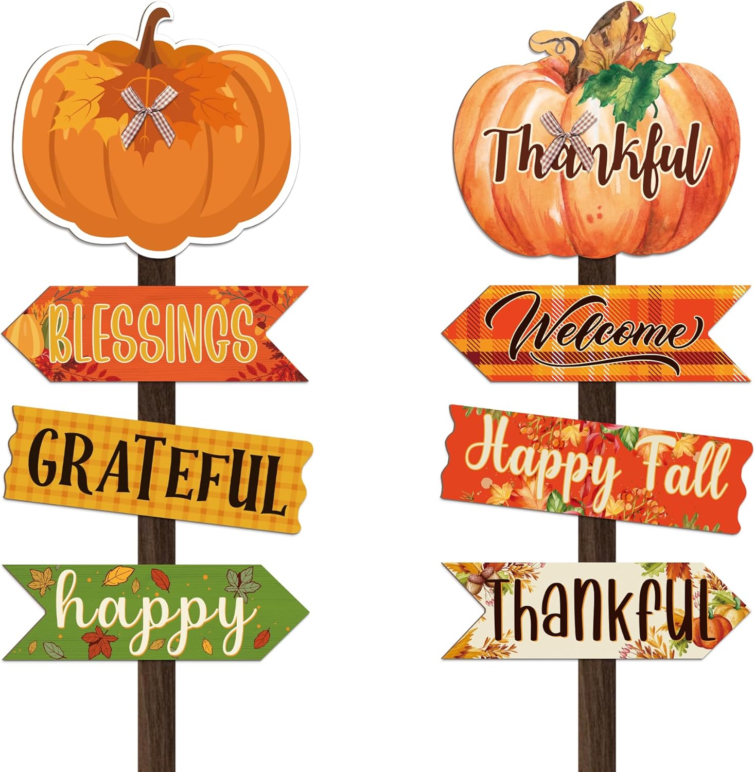 Decorative Garden Stakes - 2 Pieces Fall Decorations for Home Outdoor, Wooden Garden Stakes for Fall Decor, Decorative Yard Sign for Outside Thanksgiving, Front Door, Garden, Patio, Fall Decorations
