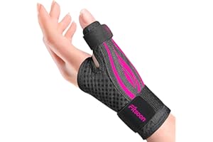 FITSOON Thumb Wrist Brace | Upgraded Thumb Spica Splint Stabilizer Pain Relief Night Support for De Quervain’ s Tenosynovitis Trigger Finger Arthritis Sprains | Breathable Fabric(S/M,Pink/Black)
