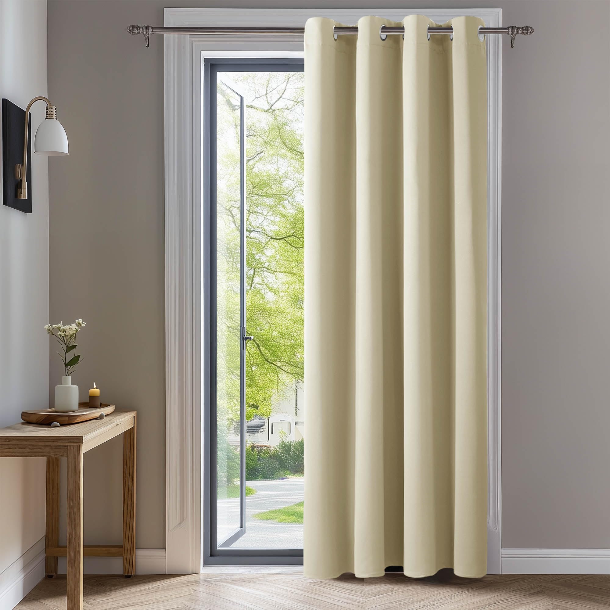 Deconovo Eyelet 108 Inch Drop Curtain Room Darkening Window Treatment Thermal Insulated Curtain for Living Room 52"x 108" Beige 1 PANEL