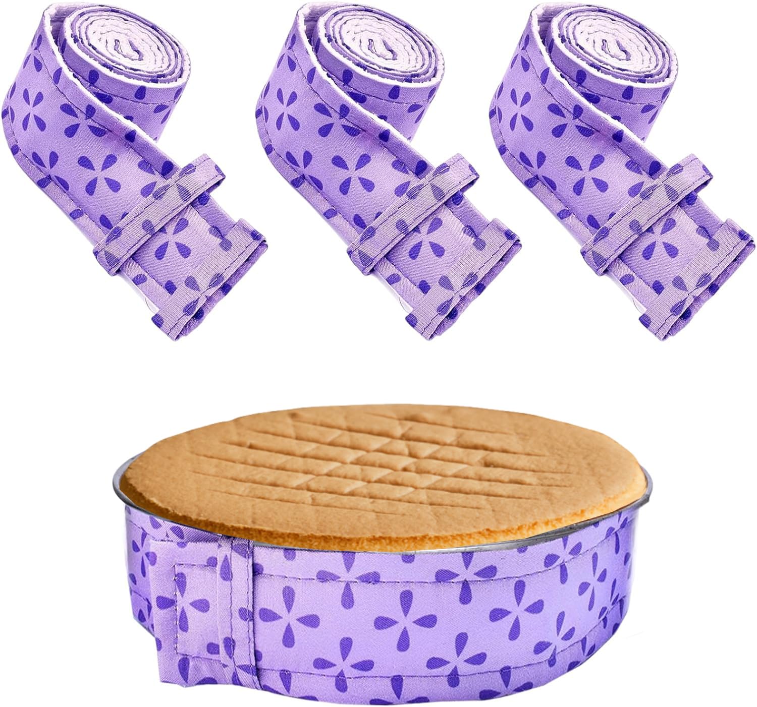 3 PCS Cake Strips,Cake Strips for Even Baking, Thick Cotton Bake Even Strips Adjustable Cake for Cake Baking to Suitable for Kitchens and Cake Shops (Purple)