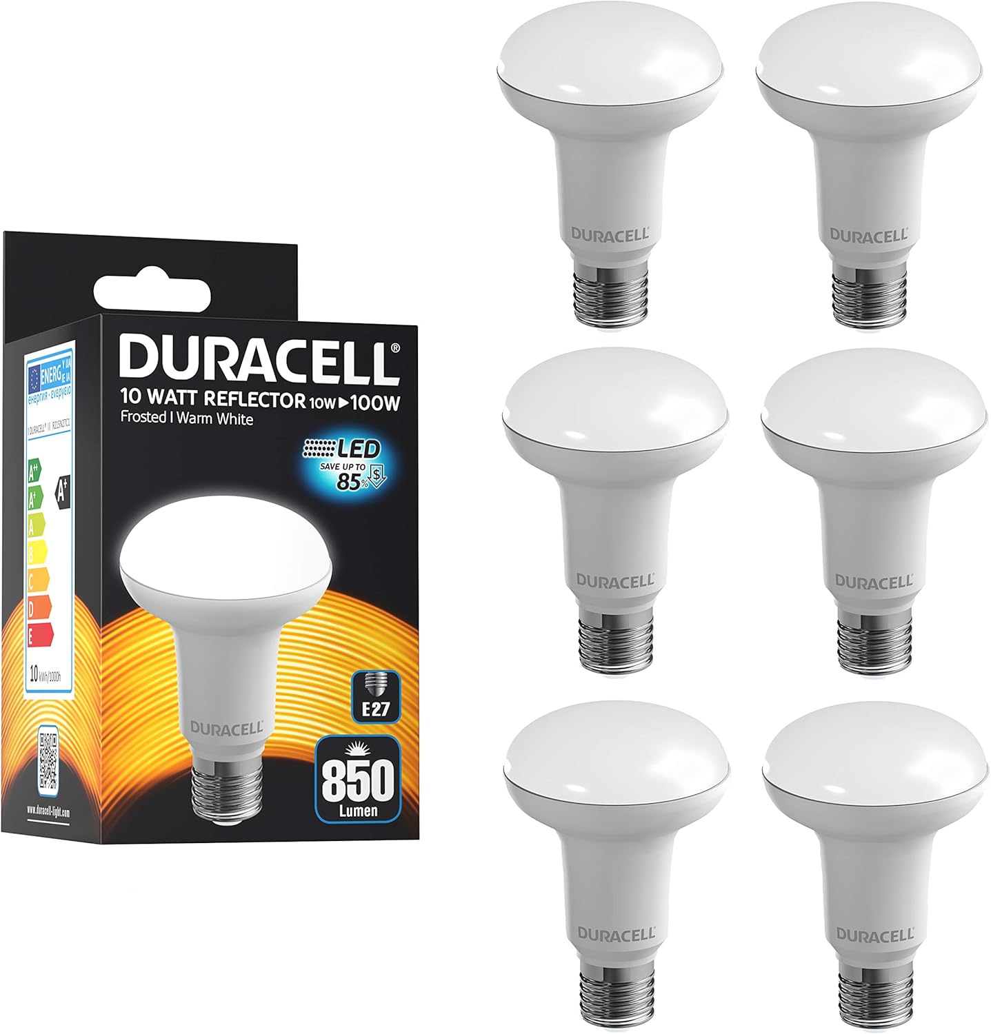 Duracell R80 Reflector LED E27 Frosted Light Bulbs, 10 W (100 W) 850