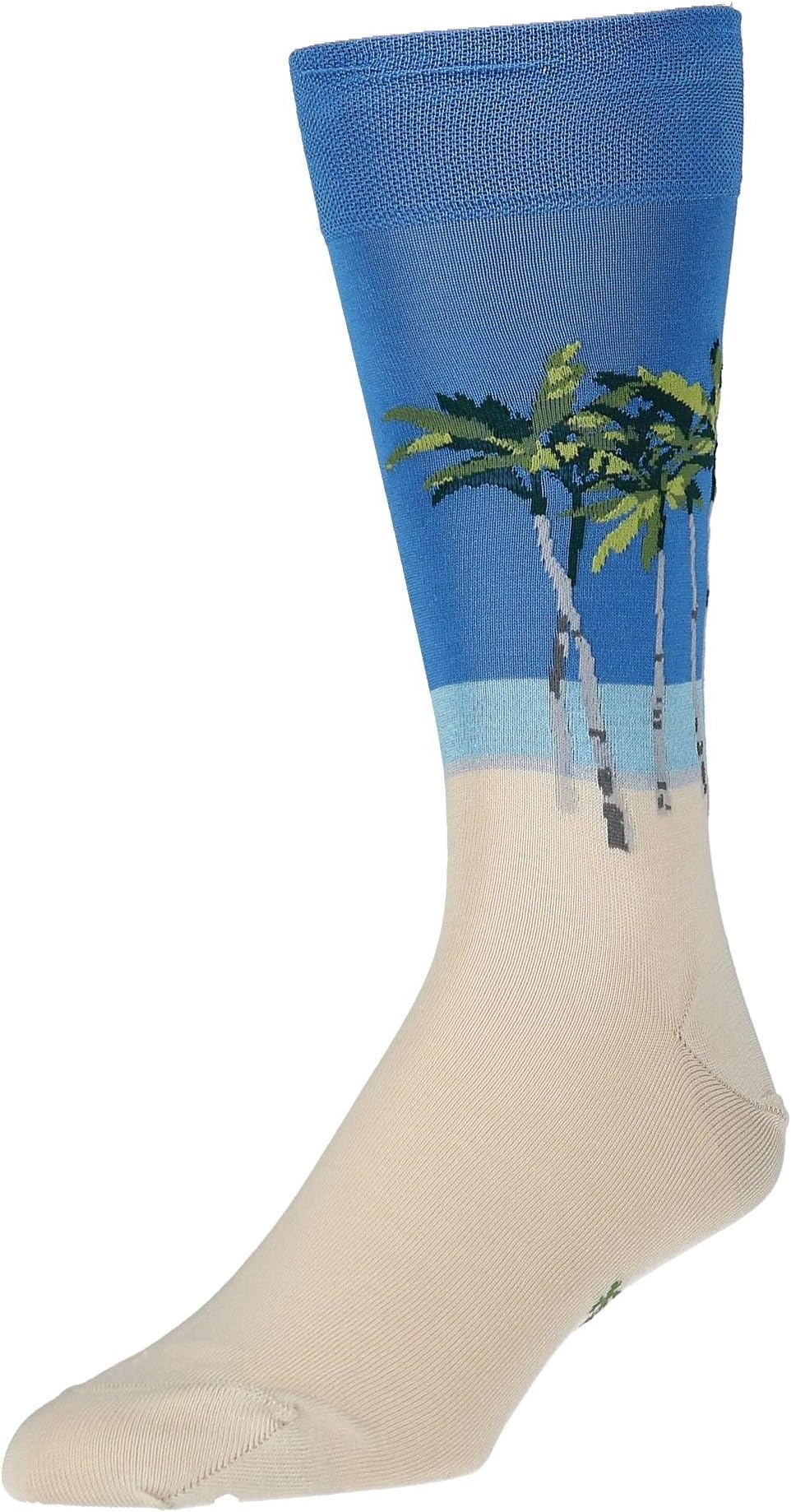 Marcoliani Men's Gift Boxed Tropical Print Trouser Socks, Atlantis Blue