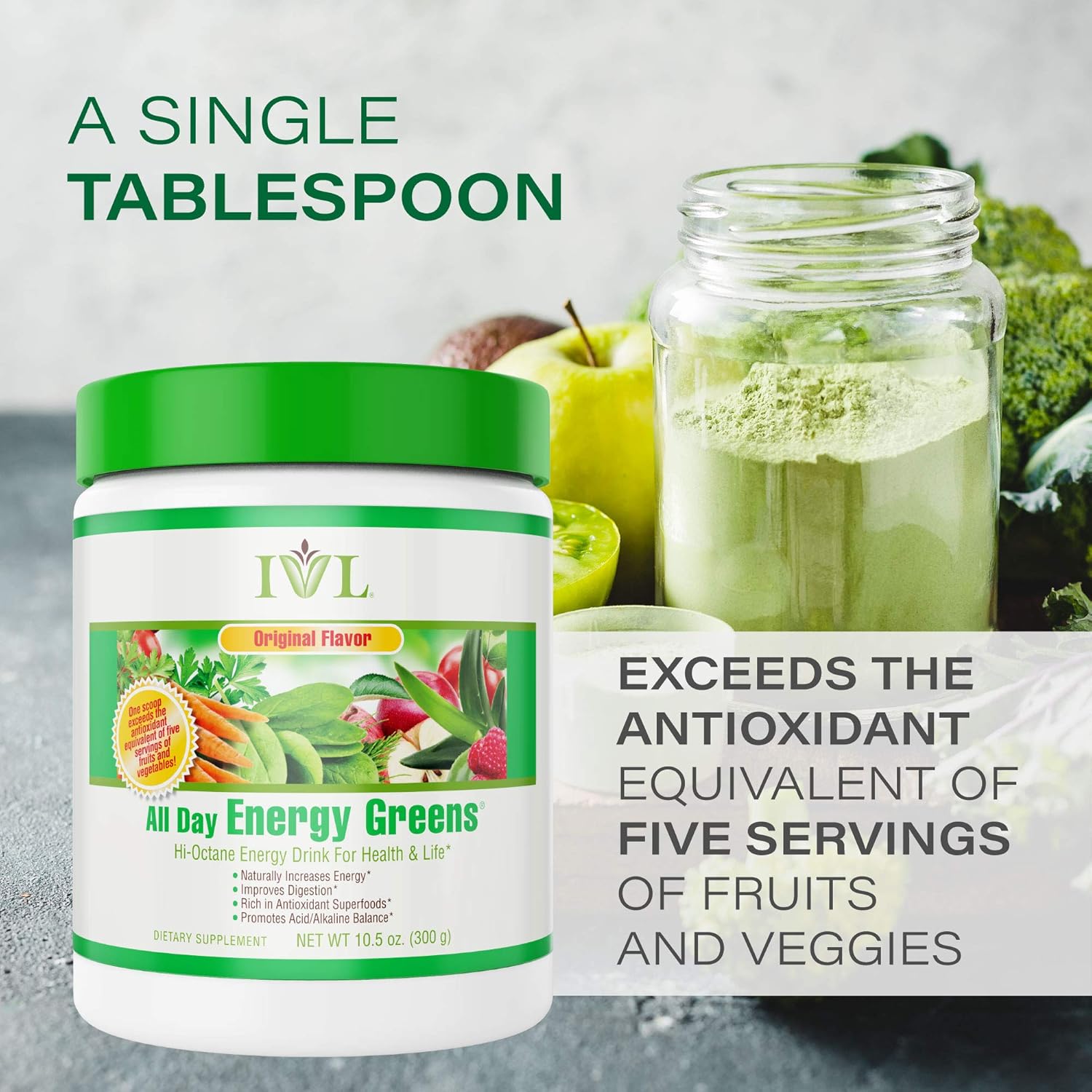 Amazon Com Ivl All Day Energy Greens Hi Octane Energy Drink For Healthy Lifestyle With Great Taste Original 1 Can General Nutritional Supplements Grocery Gourmet Food