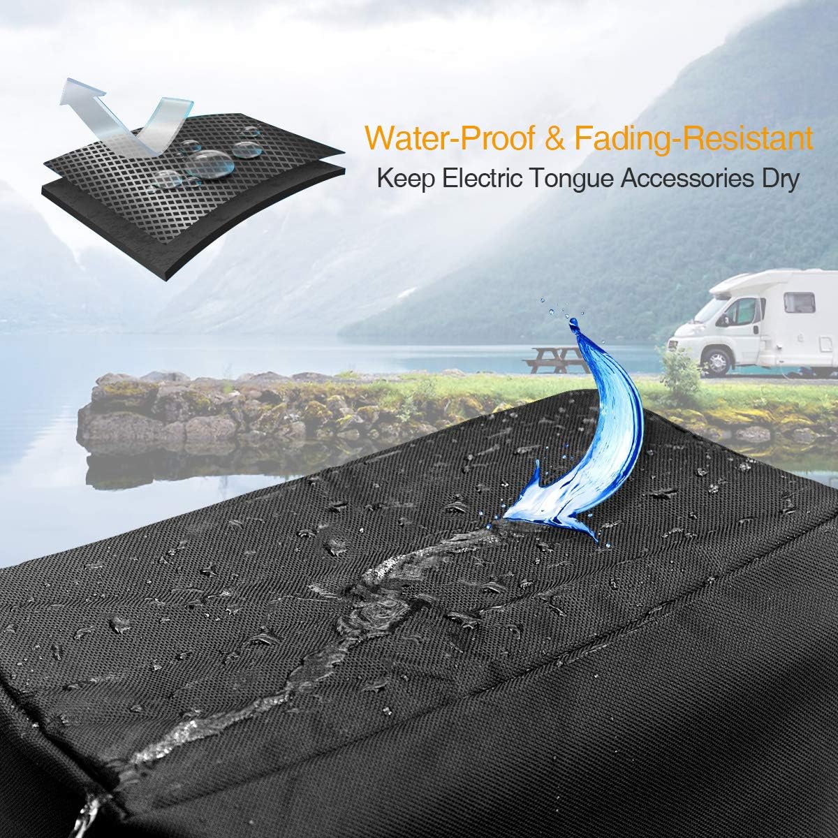 NORSMIC Electric Tongue Jack Cover, 600D Polyester Fabric Electric Tongue Jack Protective Cover for RV/Trailer/Camper Trailer Jacks (Universal Size 13.6’’×10.2’’×5.1’’ H xWxD): Automotive
