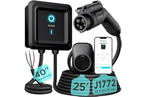 EVIQO EV Charger Level 2 48 Amp - Level 2 EV Charger Hardwired, 240V Electric Vehicle Charging Stations, J1772 Chargers 11.5kW, Wall EV Chargers for Home, EVSE EV Charging Station 25' Cord