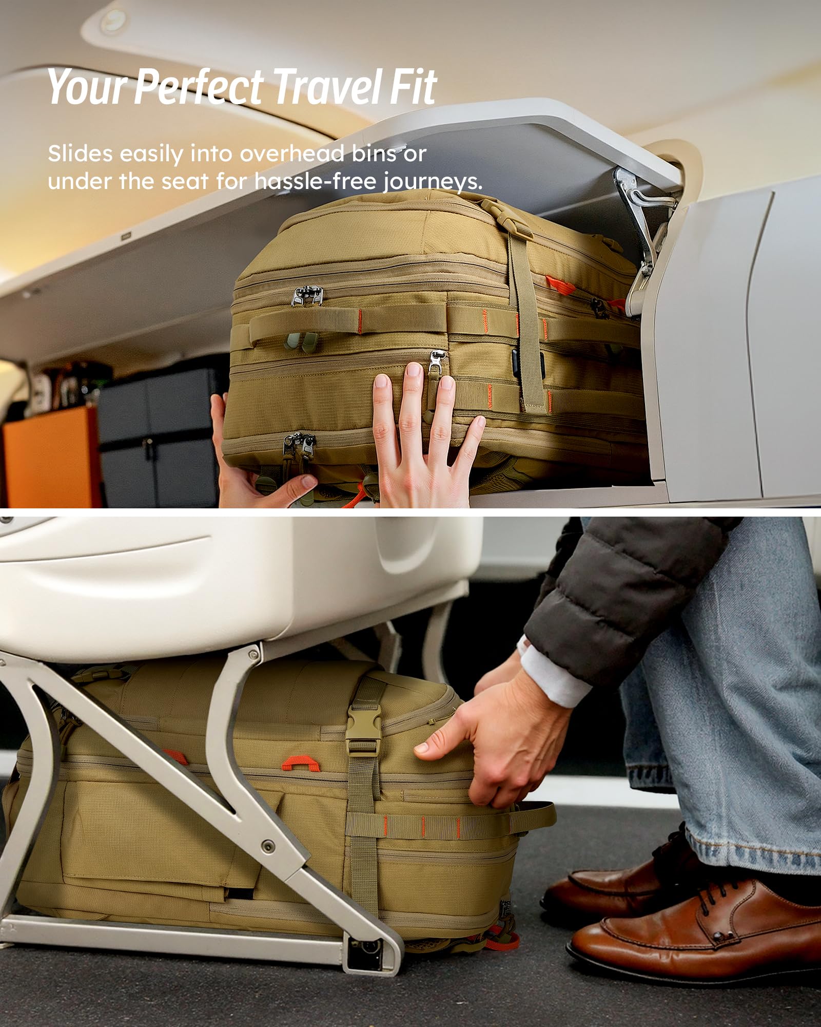 Tolaccea Carry on Travel Backpack, TSA Friendly Flight Approved Personal Item Duffle Bag for Men Women with Dual Laptop Storage for 17.3