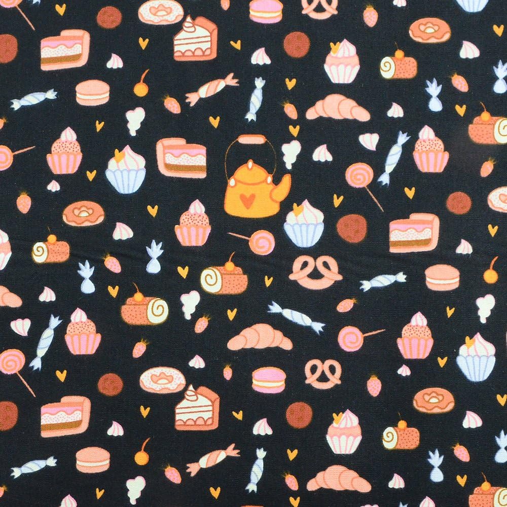 Quilting Patchwork Craft Polycot ton Fabric Kids Cupcake Design Poplin Cotton for Sewing, Dressmaking, Poly Cotton Material - Width 45 inch (114) cm – Priced by Quarter metre (0.25 cm)