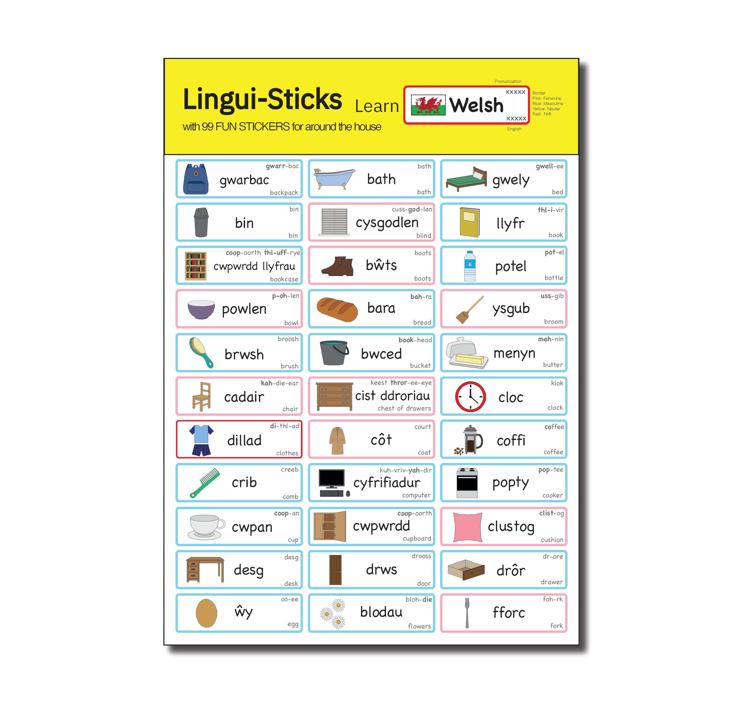 Lingui-Sticks Language Learning Stickers - Educational Stickers to Learn Welsh for Kids & Beginners — image 1