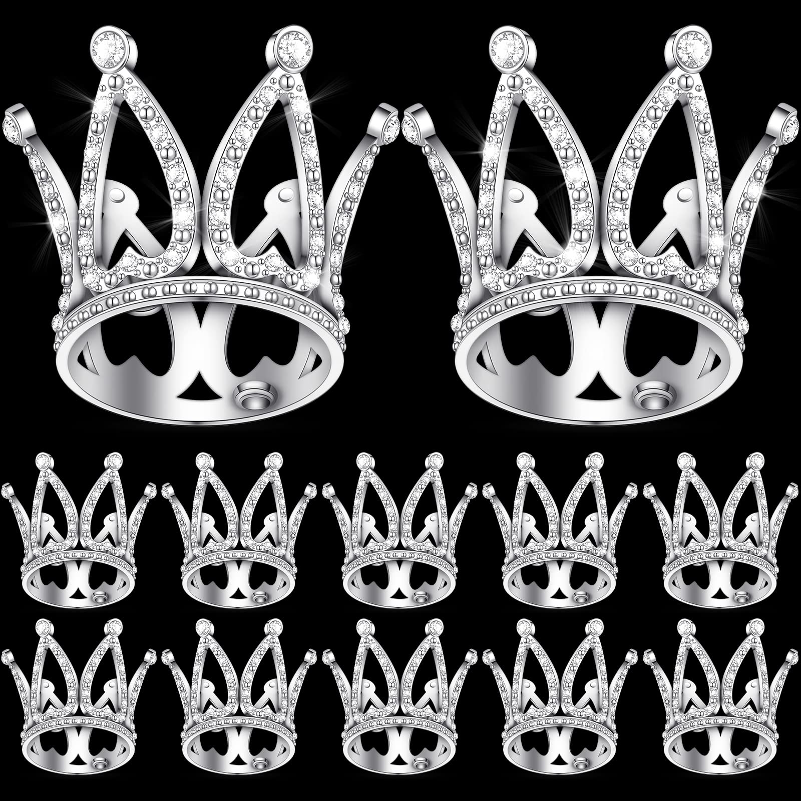 Photo 1 of 12 Pieces Crown Cake Topper Mini Baby Crown Tiny Queen Crown Small Princess Headpiece Cake Decoration for Women Lady Girl Bridal Wedding Royal Themed Baby Shower Decor Birthday Party (Silver)