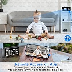 glaury 4K WiFi Security Camera Clock with Night
