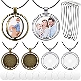 Junkin 24Pcs Sublimation Rhinestone Trays Pendant Set, Angel Theme Heart Jewelry Blanks 6 Double Sided Charms Bezel Trays 6 Pcs Chains 12 Sublimation Discs for Craft