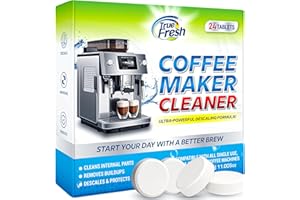 True Fresh Coffee Machine Descaler & Cleaner Tablets - 24 Count, Uses for Keurig, Breville, Miele, Delonghi, Ninja, Nespresso, Coffee Maker Pot cleaning Tabs, Descale Drip Coffee & Espresso Machines