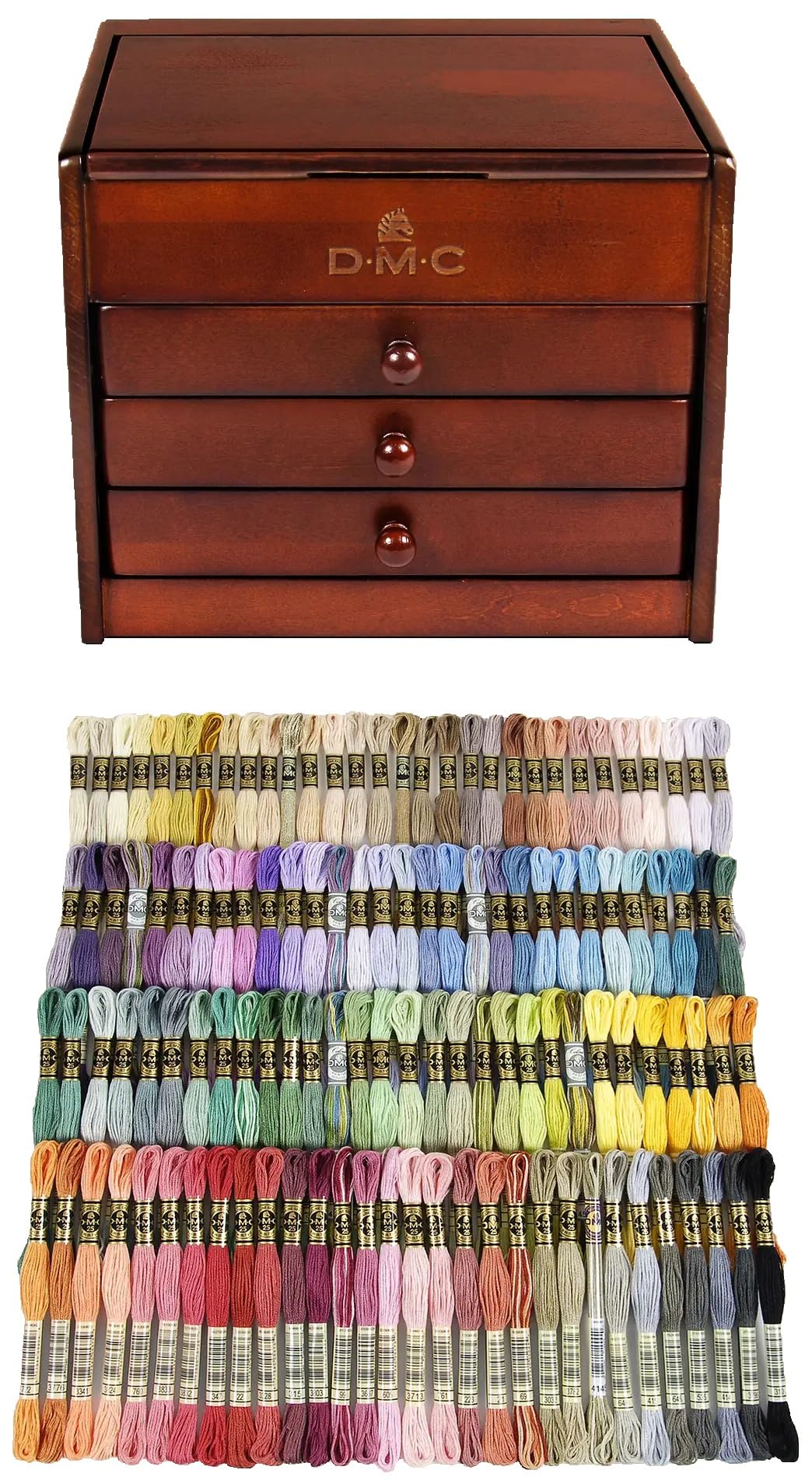 Photo 1 of DMC Petite Decorative Wooden Chest With Assortment Pack (120 Skeins of The Hygge Assortment Pack)