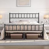 Yaheetech Double Metal Bed Frame 4ft6 with Headboard and Footboard Black