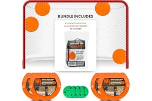 Top Shelf Targets Combo Bundle with Durable Magnetic Hockey Targets/Lacrosse Goal Targets, 4 Tethers and 4 Pucks | Hockey Net Goalie Targets for Shooting Practice and Training