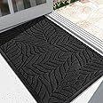 Yimobra Front Door Mat Outdoor Indoor, 29.5x17 All-Season Waterproof Welcome Mat, All-Weather Outside Entrance Mat, Non-Slip Patio Porch Doormat, Low Profile, Fade Resistant, Black