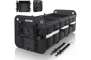HOTOR Trunk Organizer for SUV – Car Storage Box with Reflective Strips, Collapsible Car Organizer with Large Capacity, Essential Car Accessories for Truck, Van & Sedan, Black, 33.1" x 13.0" x 12.0"