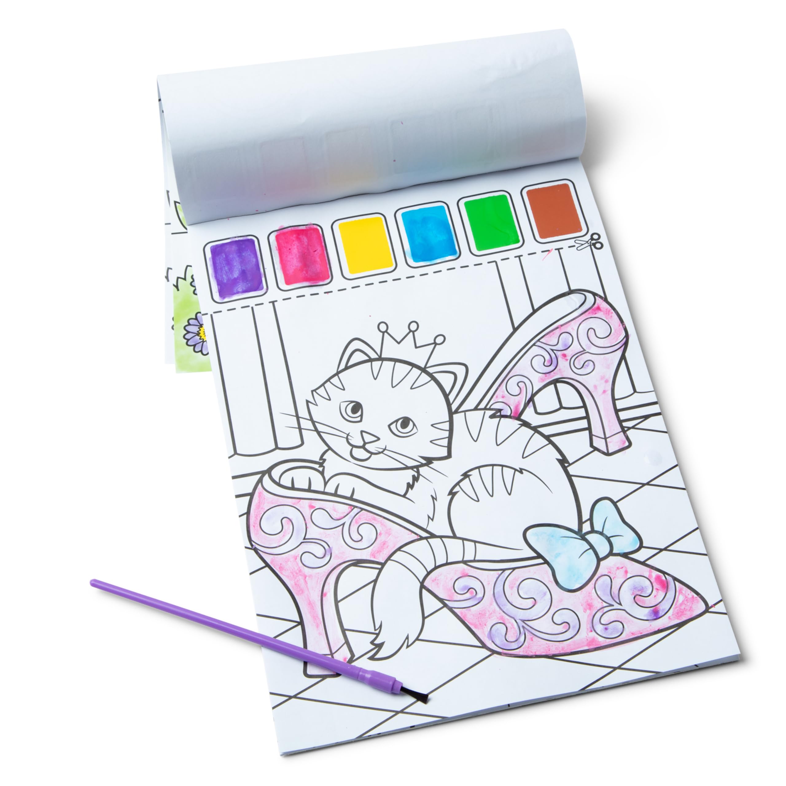 Melissa & Doug Paint with Water - Princess, 20 Perforated Pages with Spillproof Palettes