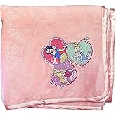 Princess Disney Features Snow White, Cinderella, Belle, and Ariel on a Pinkish-Purple Background 46 in x 60 in Micro Raschel Throw Blanket