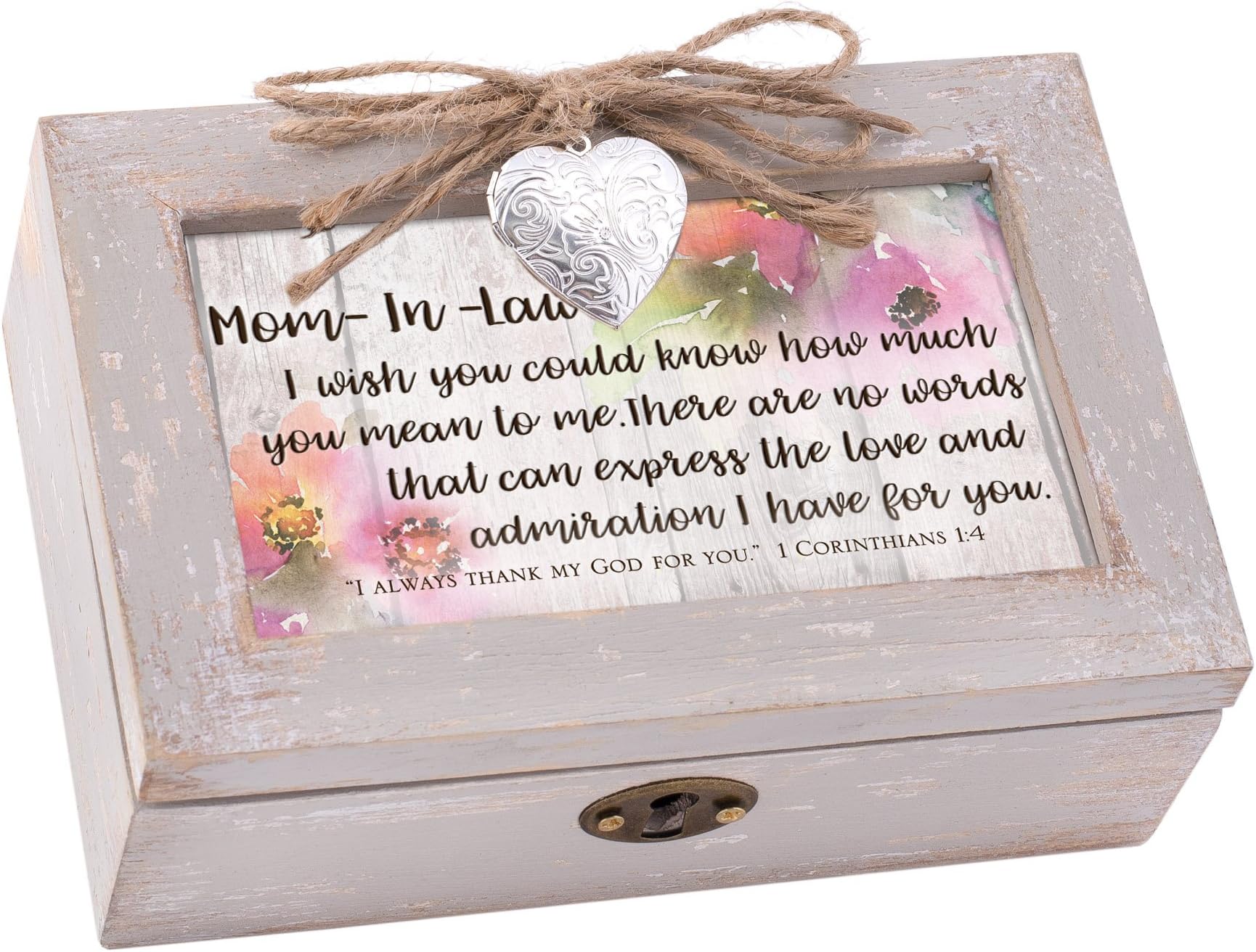 Cottage Garden Mother in Law Love Petite Locket Distressed Natural Music Box Plays How Great Thou Art
