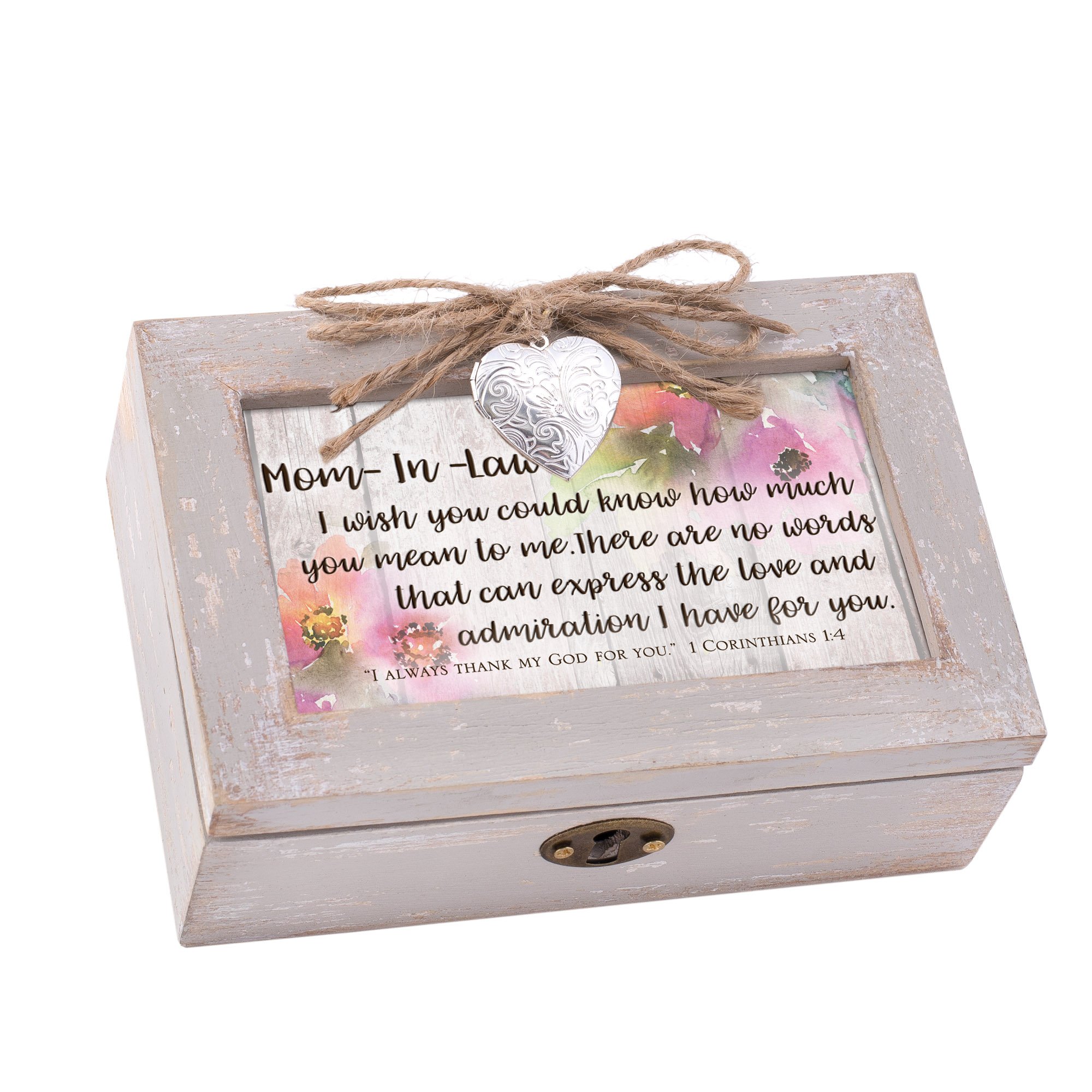 Cottage Garden Mother in Law Love Petite Locket Distressed Natural Music Box Plays How Great Thou Art