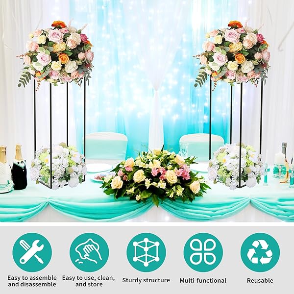 10 PCS BLACK VASES FLOWER STANDS 31.5″, WEDDING CENTERPIECES FOR TABLES, METAL GEOMETRIC FLOWER VASE, TALL FLOWER STAND FLOWER VASE FOR CENTERPIECE HOME TABLE DECORATIONS