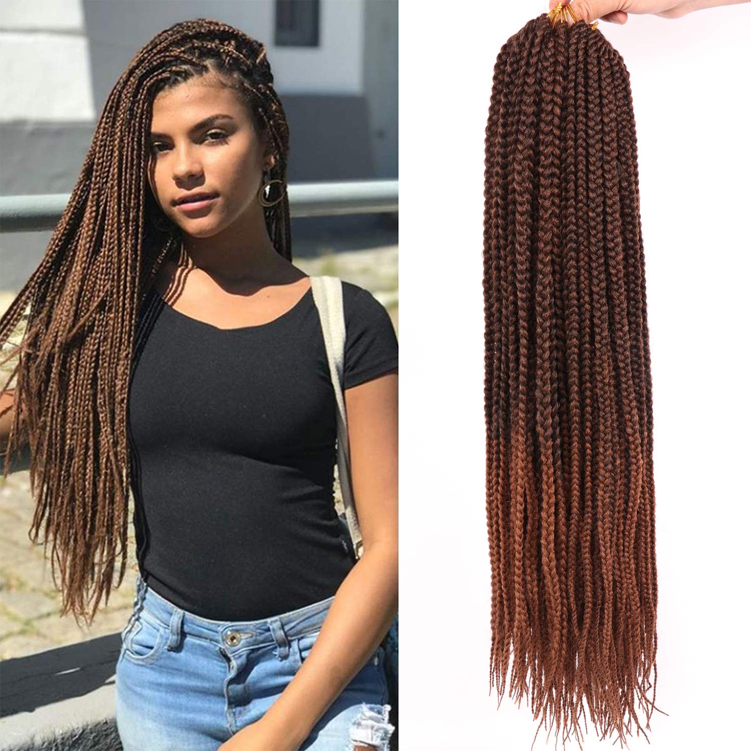 Amazon Com 7 Packs 22 Inch Medium Box Braids Hair Crochet Hair