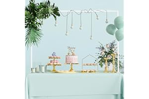 Xiomot Over The Table Rod Stand with Clamps Adjustable 13''-42'' Tall 29"-98" Length White Table Arch Hanging Stand for Wedding Birthday Party Halloween Christmas Decoration