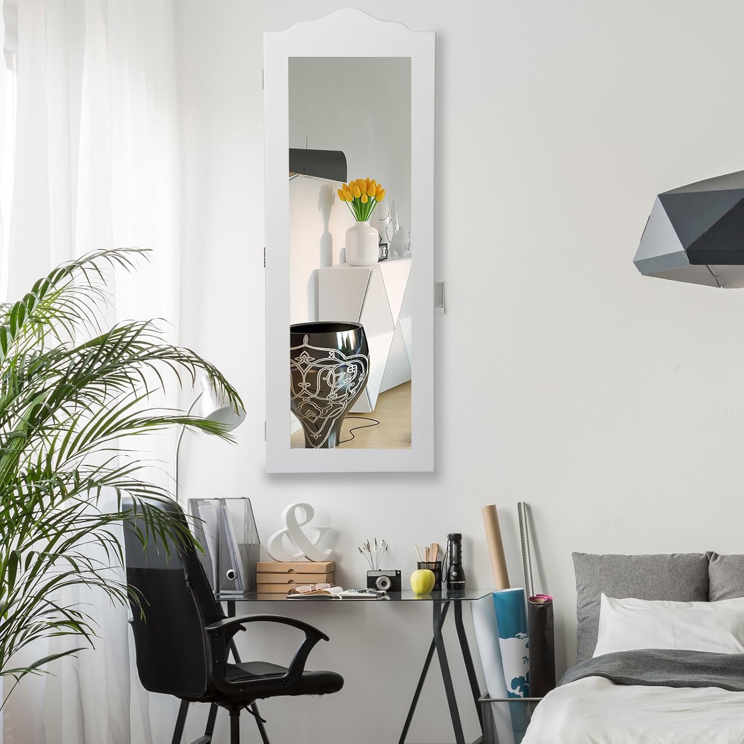 Eugad Hangend Schmuckschrank Wandschrank Mit Spiegel Wandspiegel
