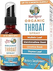 MARYRUTH'S USDA Organic Throat Spray with Mullein Leaf | Marshmallow Root & Licorice Root & Thyme Leaf | Vanilla | 4 Herbal B