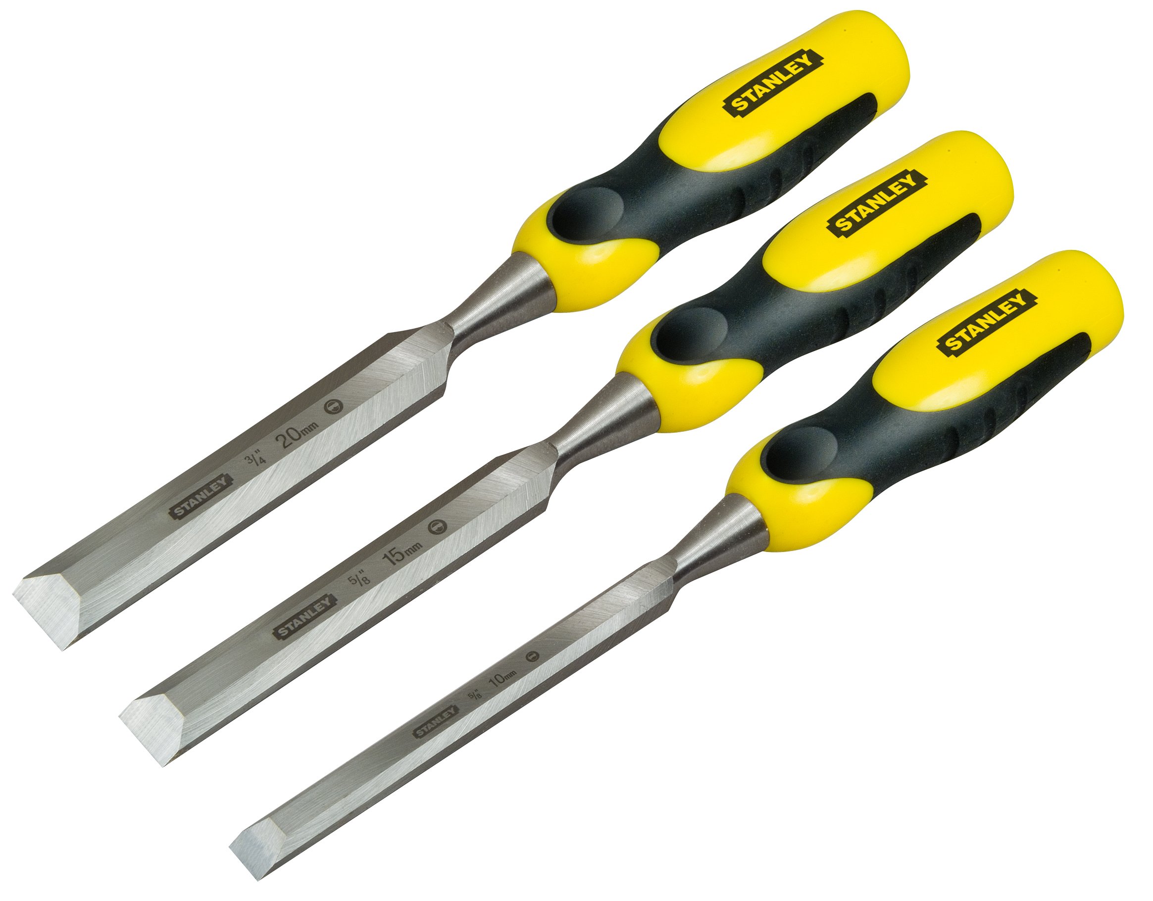 Stanley 2-16-887 "Dynagrip" Chisel-Set, Yellow/Black, 10-20 mm, Set of 3 Piece