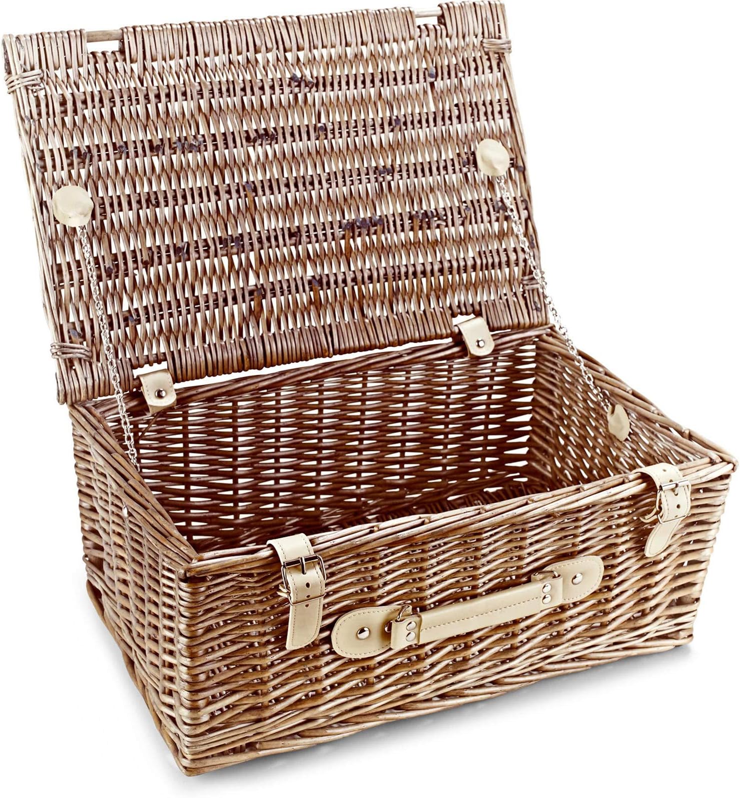 Empty Wicker Hamper Basket, Lidded (Extra-Large 18")