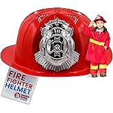 Nicky Bigs Novelties Child Deluxe Firefighter Helmet Thick Plastic Fireman's Hat Kids Firefighter Costume Accessory One Size