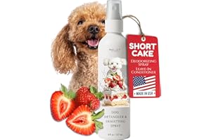 BIXY PIXY Dog Detangler Spray with Shortcake Fragrance - Natural Pet Nose Friendly Ingredients Used for Sensitive Skin - Dog Leave in Conditioner for Poodles - Made in USA - Pet Perfume Spray Long Lasting 8 oz