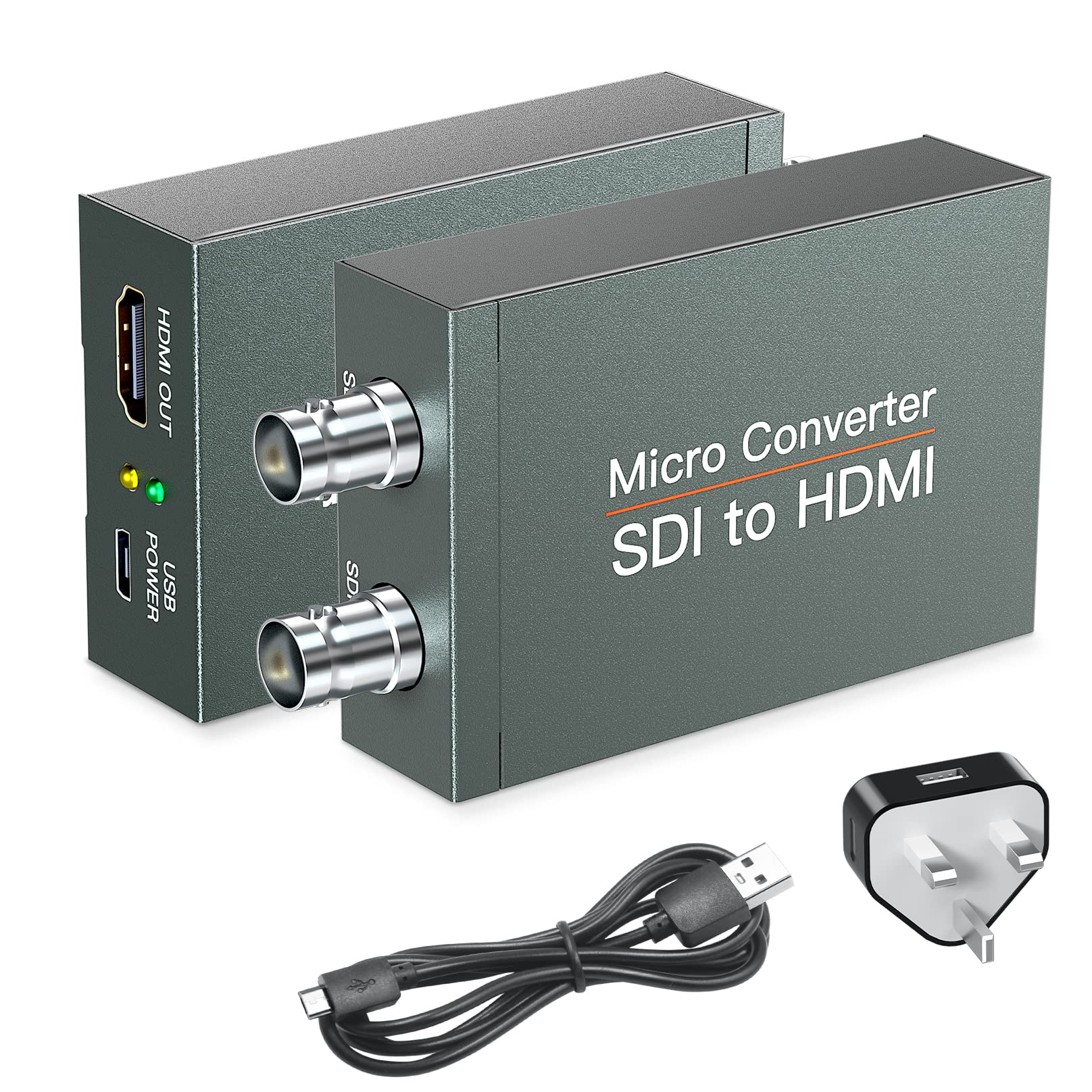 SHUITING SDI to HDMI Converter with SDI Loop out, 1080p HD-SDI/SD-SDI/ 3G-SDI to HDMI Video Audio Converter, BNC to HDMI Adapter for SDI Camera Monitor Projector