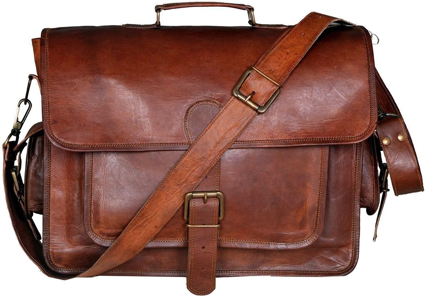 ANUENT Leather Bags Vintage Leather Laptop Bag Messenger Handmade Briefcase Crossbody Shoulder Bag (12 x 16 Inches) - Image 3