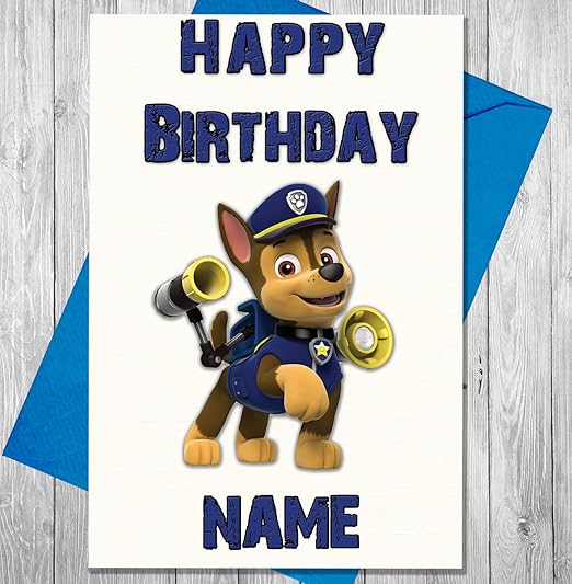 Chase Paw Patrol Personalisierte Geburtstagskarte – Jeder Name und