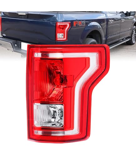 Passenger Side LED Tail Light For 2015-2017 Ford F150 - Red Lens, Black Housing, Blind Spot Compatible
