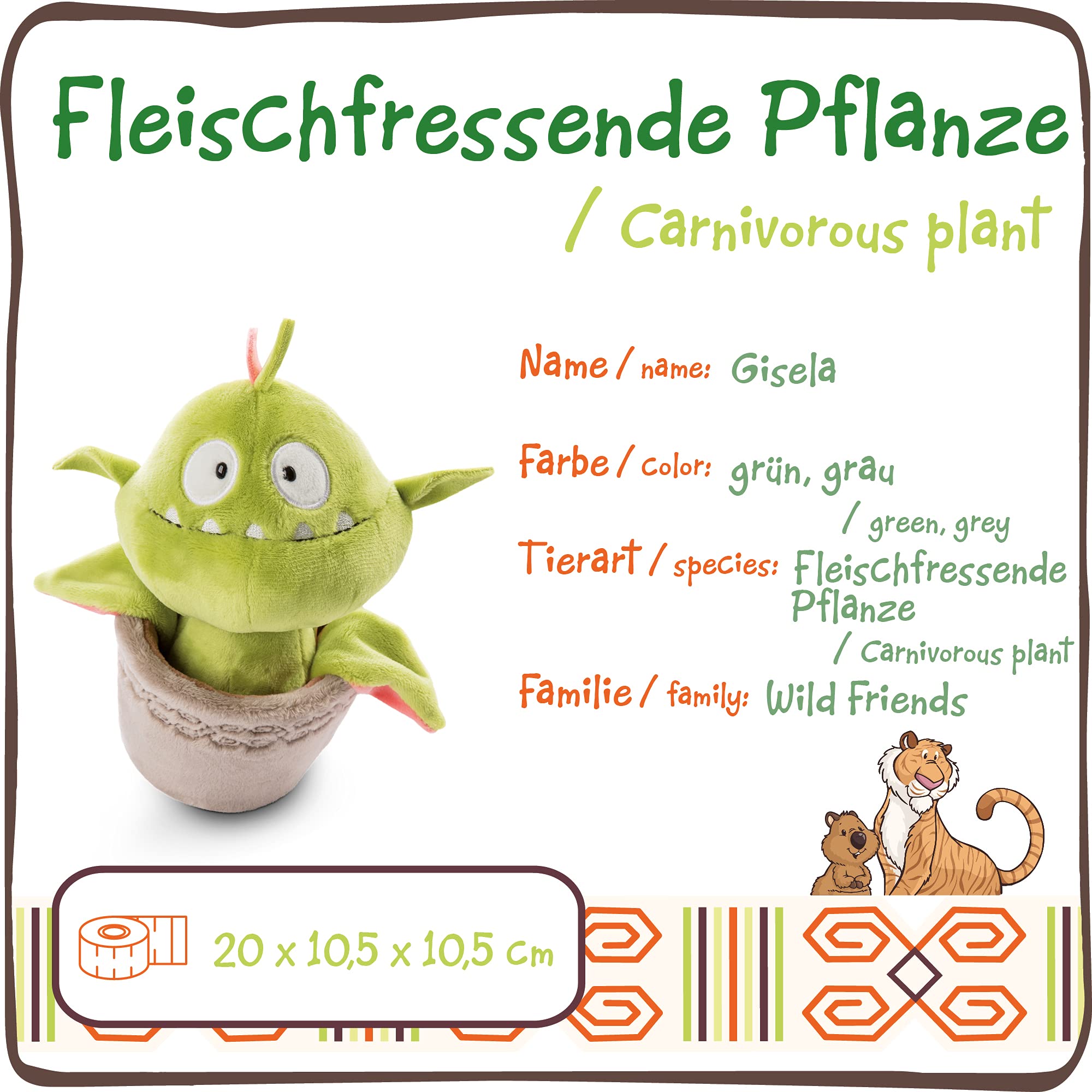 NICI Stehendes Kuscheltier Fleischfressende Pflanze Gisela 20cm –Nachhaltige Plüschpflanze für Mädchen, Jungen & Kuscheltierliebhaber – Lustige Topfpflanze 3