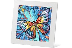 DIYGEMDOT Butterfly Diamond Painting Kit for Kids with Wooden Frame, 5D Diamond Art Gem Painting for Beginners, Gem Art Crafts and Gifts for Girls and Boys Ages 4-5-6-7-8-9-10-11-12 (7X7 Inches)