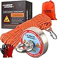 ULIBERMAGNET Fishing Magnet Kit,400LBS Strong Neodymium Magnet Fishing with 20M Nylon Rope & Non-Slip Gloves,Large Strong Magnet for Magnetic Fishing Recycling Salvage Treasure Hunt in River, Lake